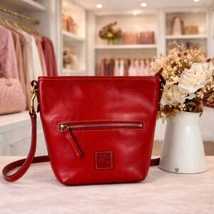 Dooney & Bourke Camden Red Florentine Leather Shoulder Crossbody‎ Bucket Bag